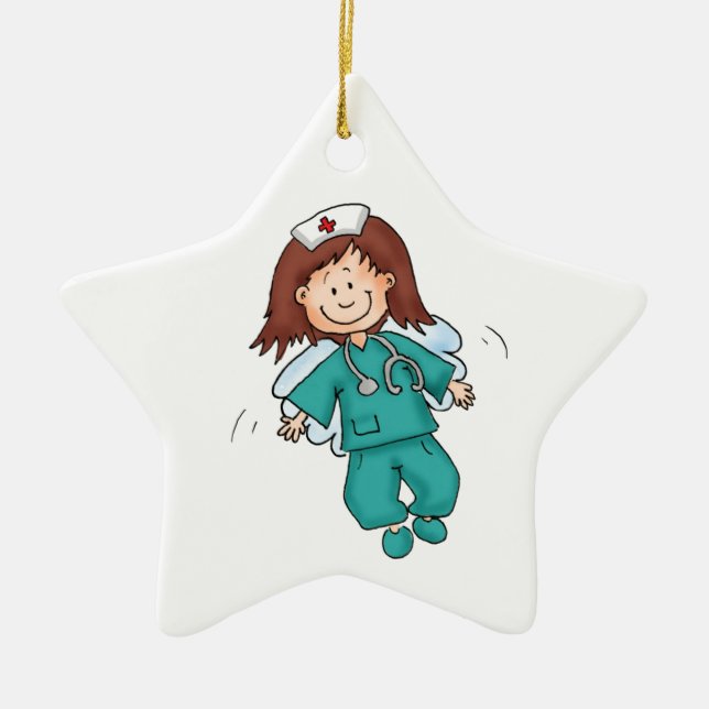 Gift for Nurse - Personalise with Name Ceramic Tree Decoration (Front)