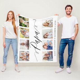 Gift for Papa   Grandchildren Photo Collage Fleece Blanket