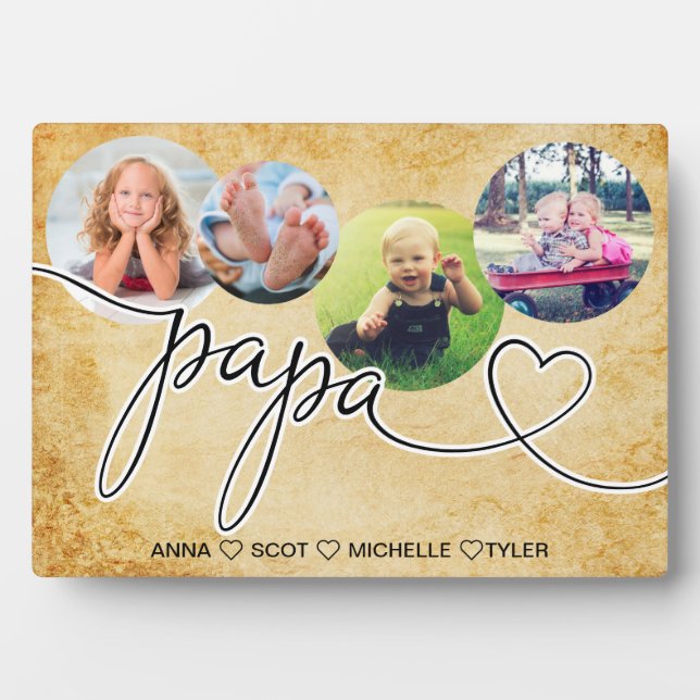 Gift for Papa , Grandchildren Photo Collage Plaque (Front)