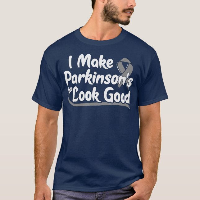 Gift for Parkinson Disease Patients Grey Ribbon T-Shirt (Front)