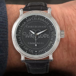 Gift for Partner on his 50th Birthday Watch<br><div class="desc">Gift watch for Partner on his 50th birthday. Special watch with inscription. 50th birthday gift. Watch has inscription plus the message "With Love". Also the names of each partner. Black watch face.</div>