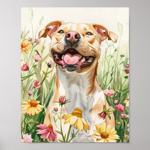 Gift for Pit Bull Owner Dog Art Wall Poster