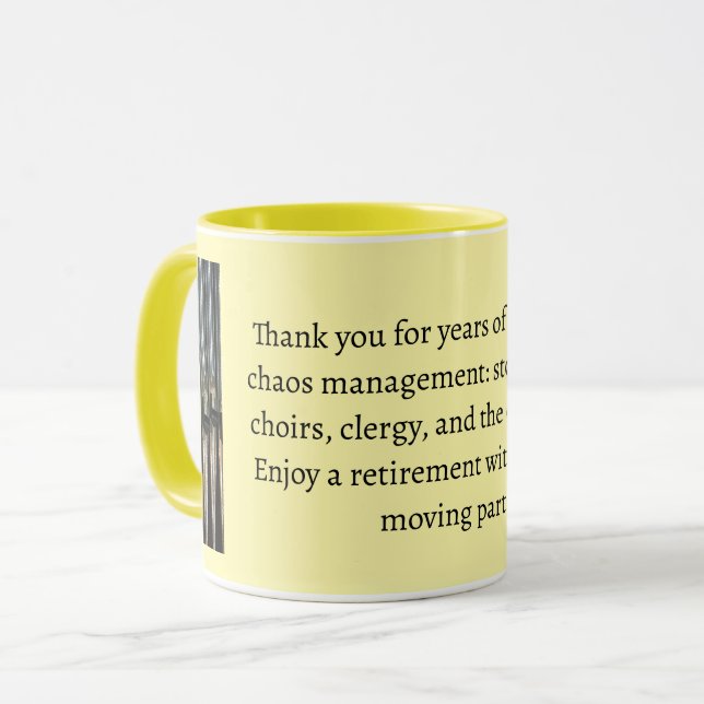 Gift for retiring organist or choir director mug (Front Left)