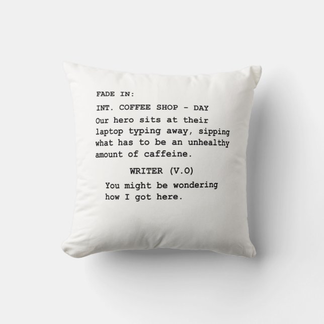Gift for Screenwriter – Funny Coffee Shop Scene Cushion (Front)