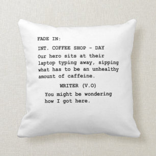Gift for Screenwriter – Funny Coffee Shop Scene Cushion