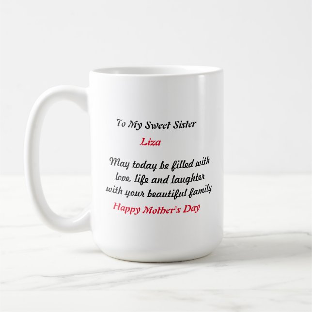 Gift For Sister - Personalised Mother's Day Gift Coffee Mug (Left)