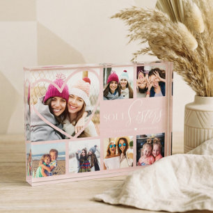 Gift For Soul Sisters 7 Photo Collage Heart BFFs Block