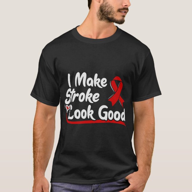 Gift for Stroke Patients - Red Awareness Ribbon T-Shirt (Front)
