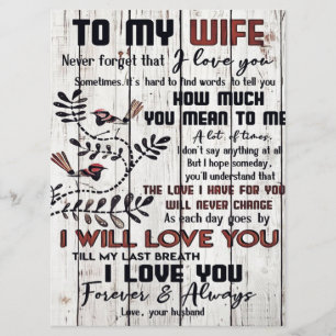 Gift For Wife To My Wife Lovely Letter Menu