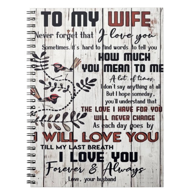Gift For Wife | To My Wife Lovely Letter Notebook (Front)
