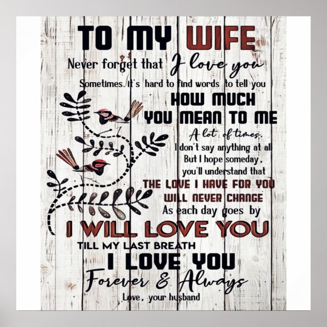 Gift For Wife | To My Wife Lovely Letter Poster (Front)