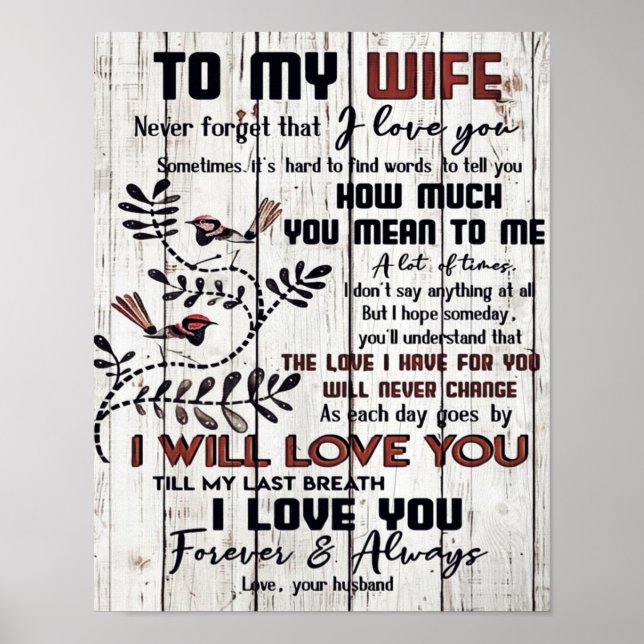 Gift For Wife | To My Wife Lovely Letter Poster (Front)