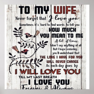 Gift For Wife To My Wife Lovely Letter Poster