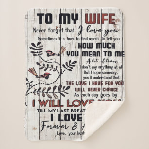 Gift For Wife To My Wife Lovely Letter Sherpa Blanket