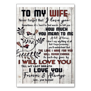 Gift For Wife   To My Wife Lovely Letter Table Number