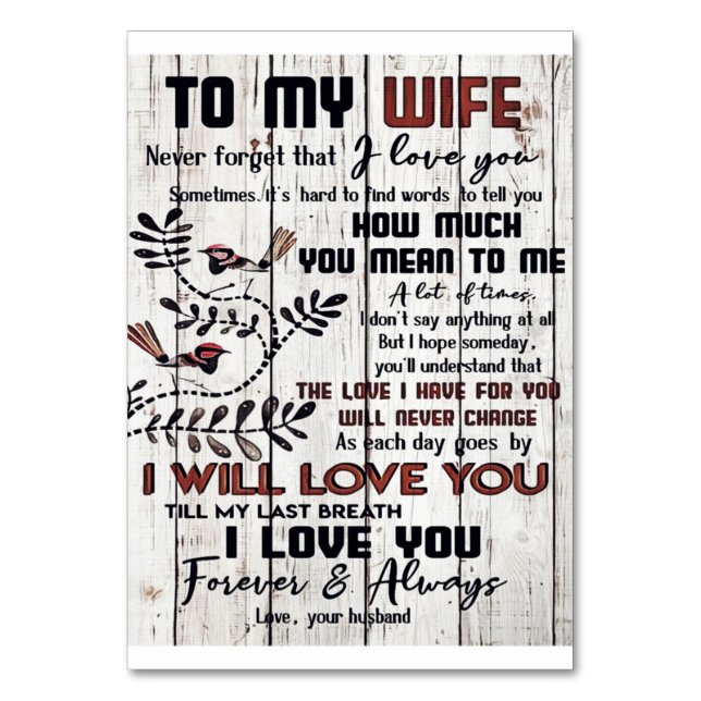 Gift For Wife | To My Wife Lovely Letter Table Number (Front)