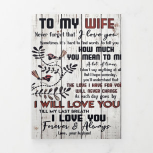 Gift For Wife To My Wife Lovely Letter Tri-Fold Announcement