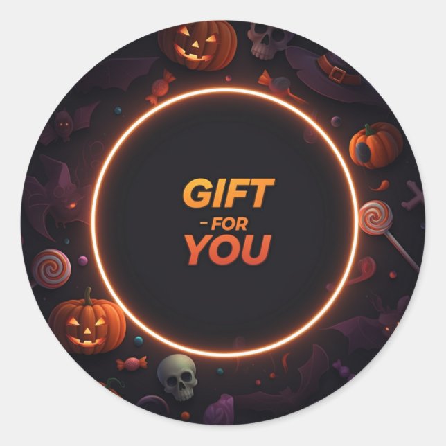 "GIFT FOR YOU" Text  Classic Round Sticker (Front)