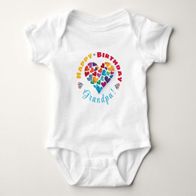Gift From Baby, Happy Birthday Grandpa  Baby Bodysuit (Front)
