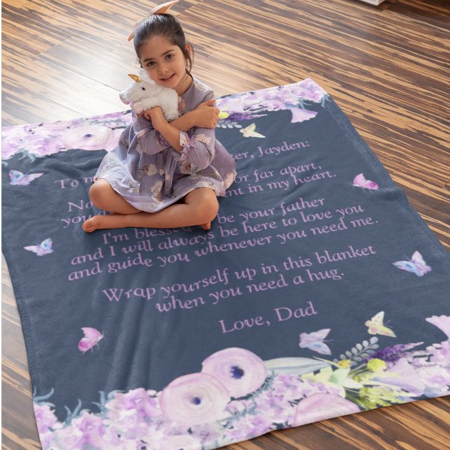 Gift From Dad To Daughter Personalised Fleece Blanket (Custom Quote Dad To Daughter Fleece Blanket
)