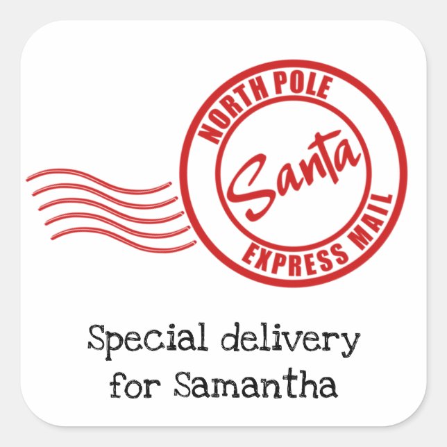 Gift from Santa, Express Mail from North Pole Square Sticker (Front)