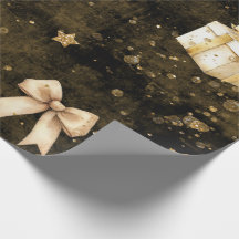 Gift gold glitter sparkles stars wrapping paper