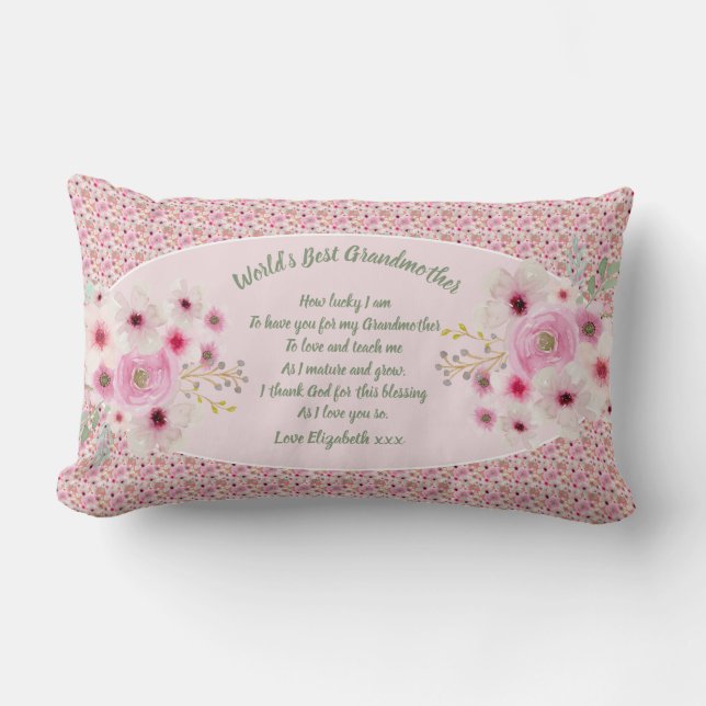 GIFT - Grandma Poems From Grandchildren - CUSTOM Lumbar Cushion (Front)