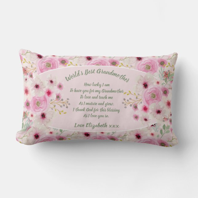 GIFT - Grandma Poems From Grandchildren - CUSTOM Lumbar Cushion (Front)