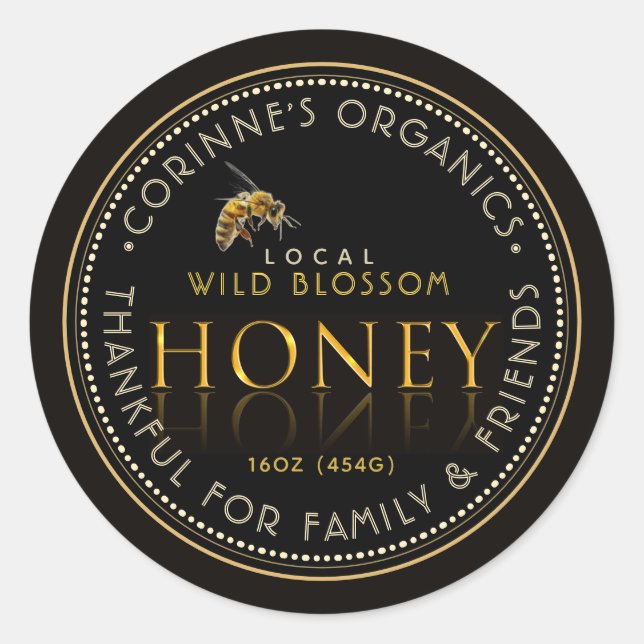 Gift Honey Label with Bee (Front)
