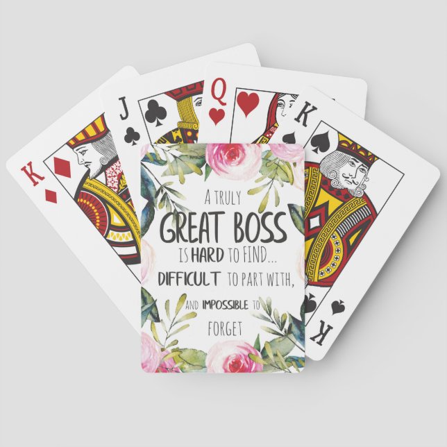 Gift idea for boss appreciation thank you quote playing cards (Back)