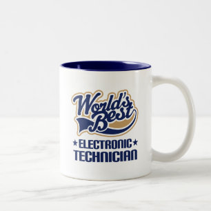 Gift Idea For Electronic Technician (Worlds Best) Two-Tone Coffee Mug
