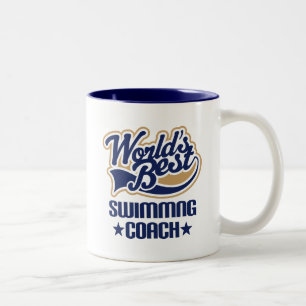 Gift Idea For Swimming Coach (Worlds Best) Two-Tone Coffee Mug