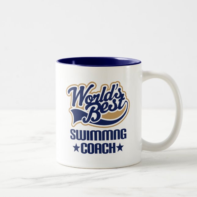 Gift Idea For Swimming Coach (Worlds Best) Two-Tone Coffee Mug (Right)