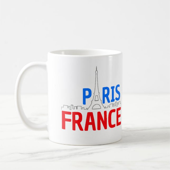 Gift idea Paris France, Baguette, Eiffel, Psg Coffee Mug (Left)