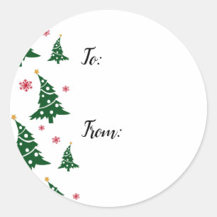 Gift Labels w/ Dancing Green Christmas Trees