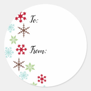 Gift Labels w/ Snowflakes in Retro Colours