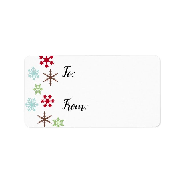 Gift Labels w/ Snowflakes in Retro Colours (Front)
