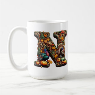 Gift Letter N Thanksgiving style Coffee Mug
