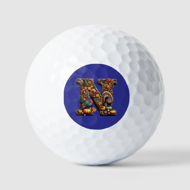 Gift Letter N Thanksgiving style  Golf Balls (Front)