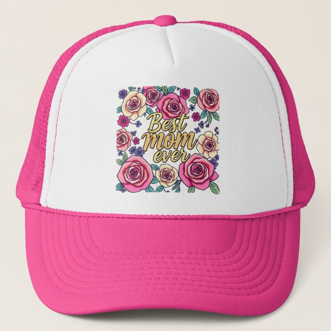 Gift Luxury Floral Modern Collection Trucker Hat (Front)