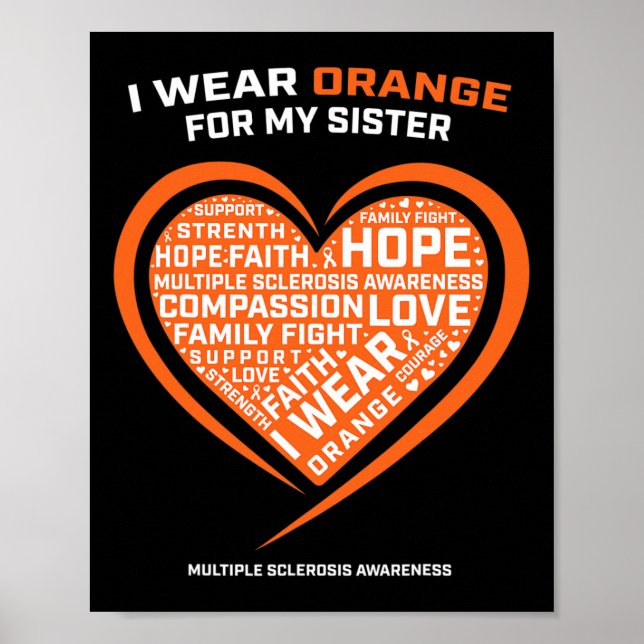 Gift Ms Apparel Orange Sister Multiple Sclerosis A Poster (Front)