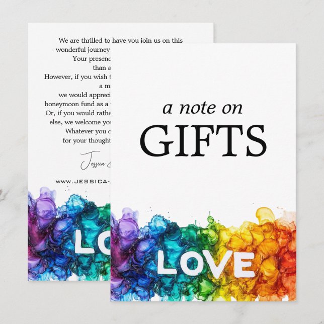 🌈 Gift Note LGBTQ Painted With Love Enclosure Card (Front/Back)