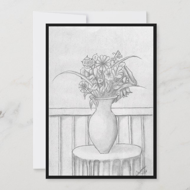 Gift of Flowers - Black Invitation (Front)