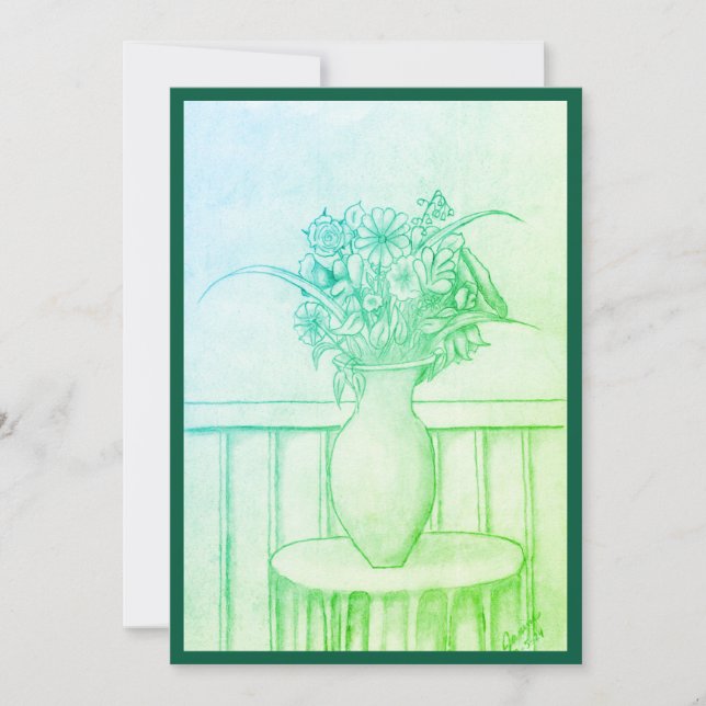 Gift of Flowers - Green Invitation (Front)
