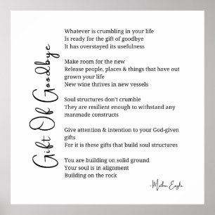 Gift of goodbye surrender poem poster wall art