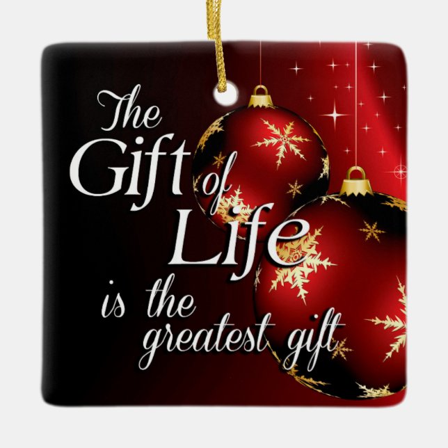 Gift of Life Donate Life Christmas Transplant Ceramic Ornament (Front)