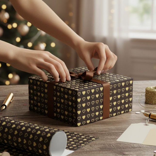 Gift package, wrapping paper with gold foil effect (Creator Uploaded)