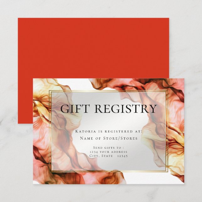 Gift Registry  | Abstract Watercolor Autumn Colour Invitation (Front/Back)