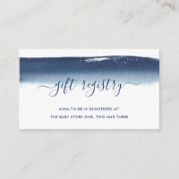 Gift Registry Boy Baby Shower Navy Blue Watercolor