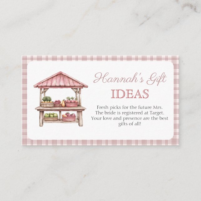 Gift Registry Bridal Shower enclosure card (Front)